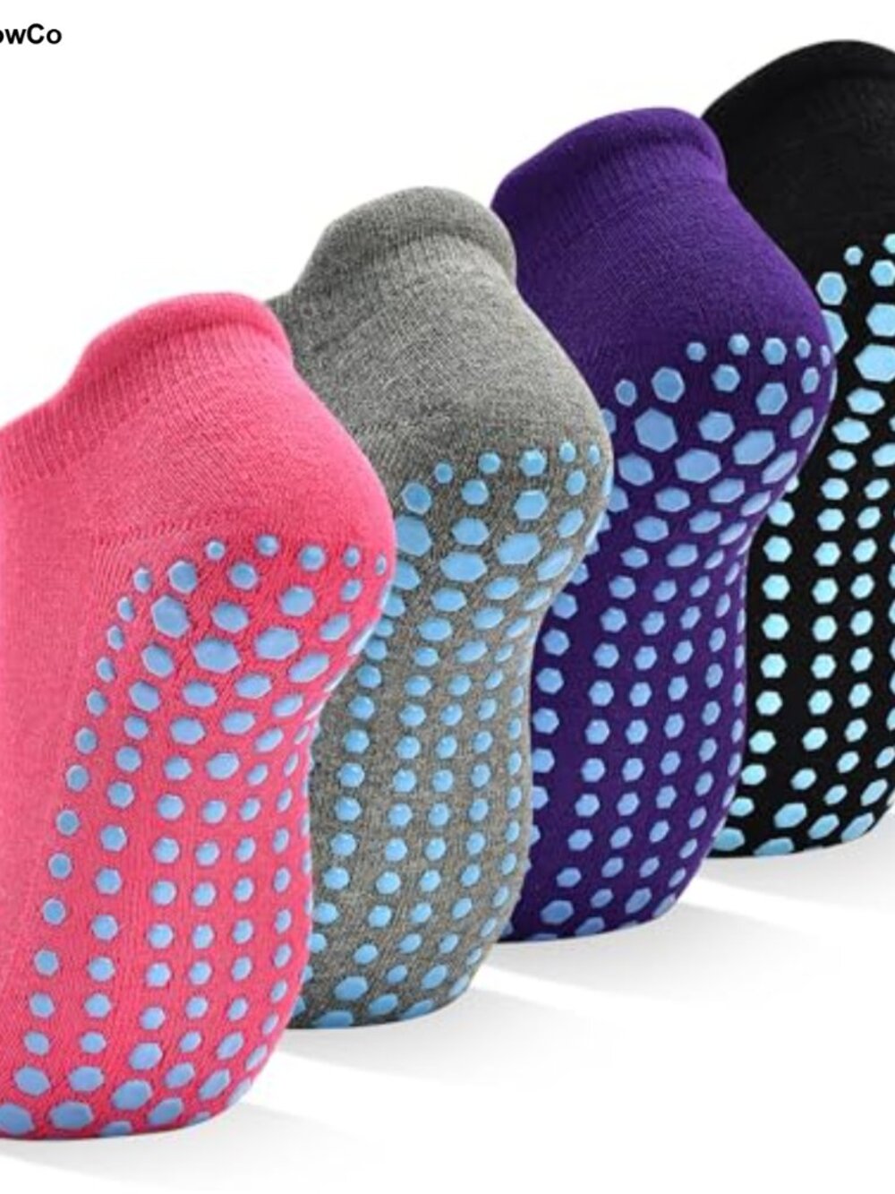 Non Slip Gripper Socks for Women Yoga Pilates Barre Anti Skid 4 Pairs